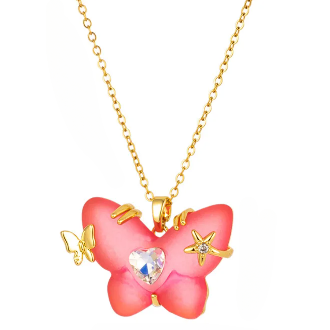 Resin Charm Butterfly Necklace