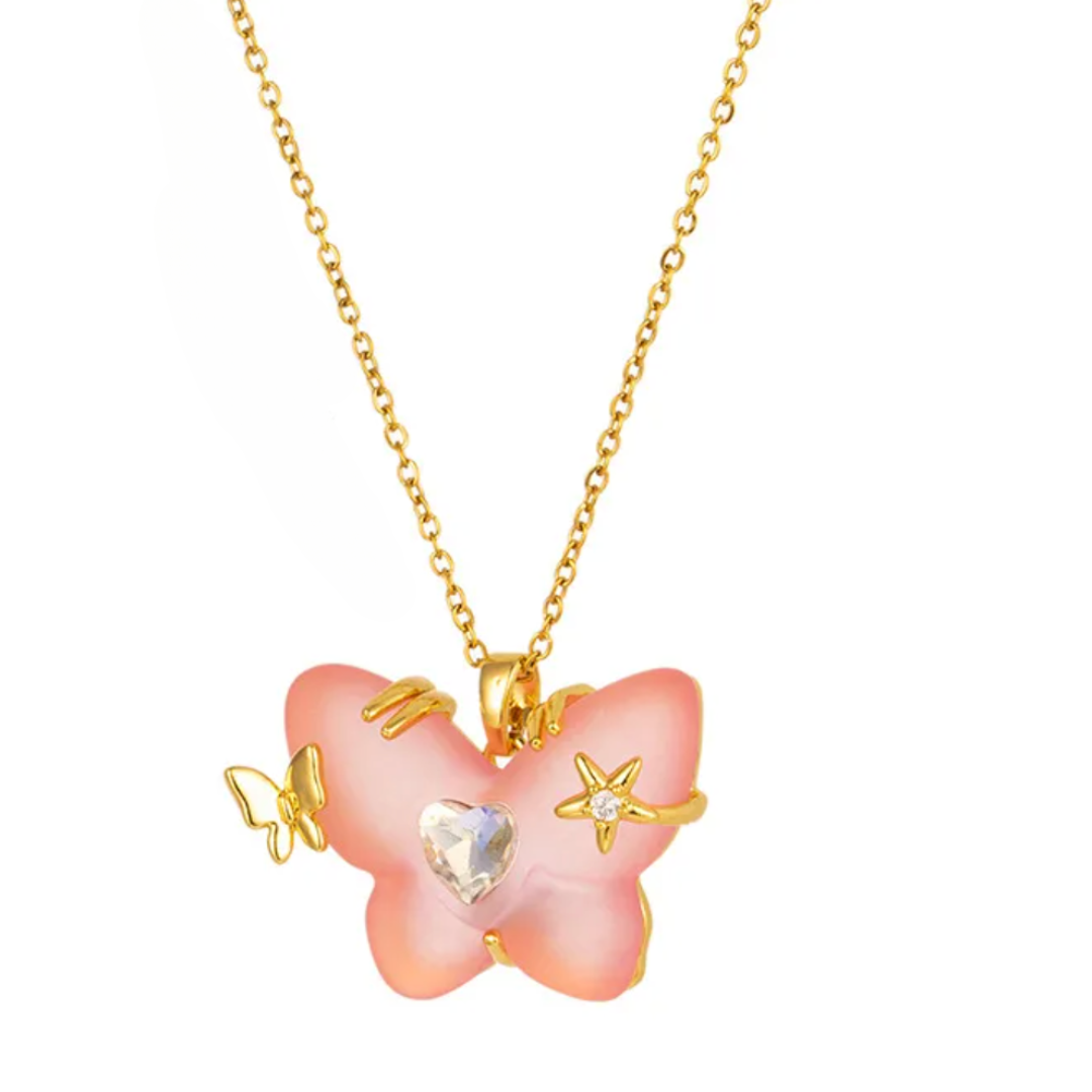 Resin Charm Butterfly Necklace