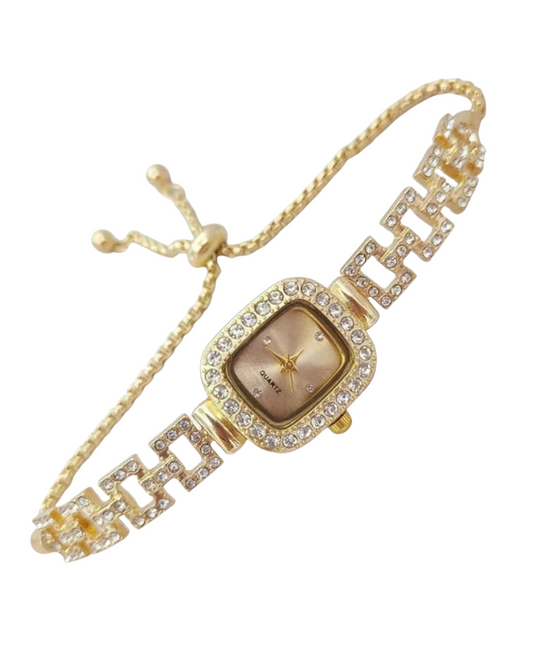 Drawstring Rhinestone Watch Bracelet