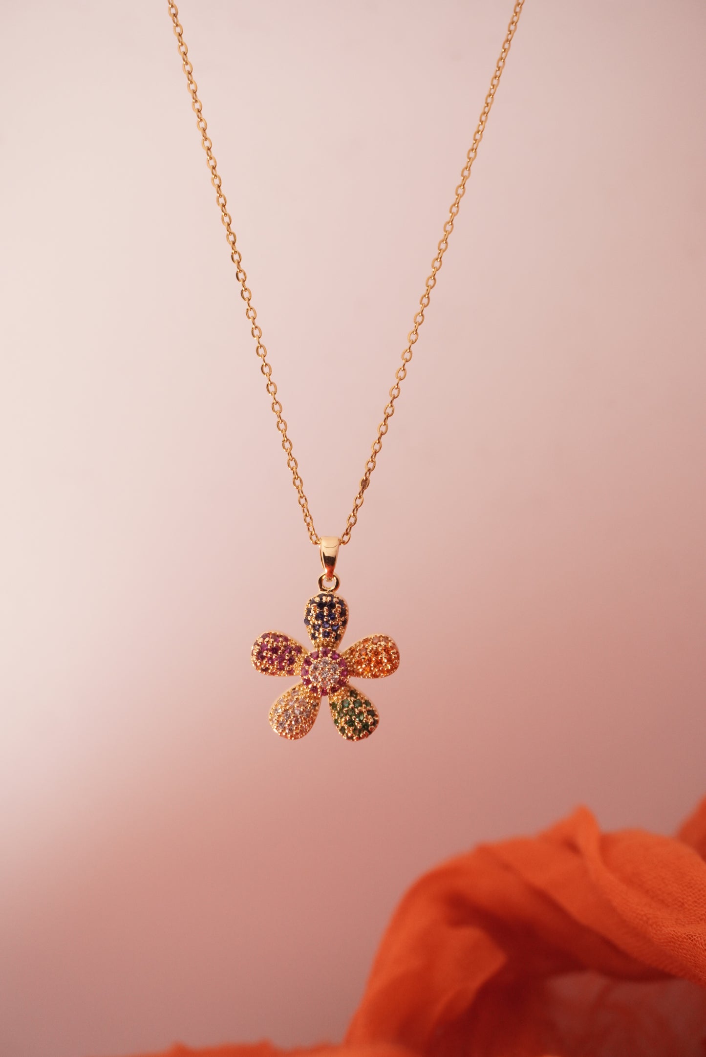 MultiColor Stone Petal Necklace
