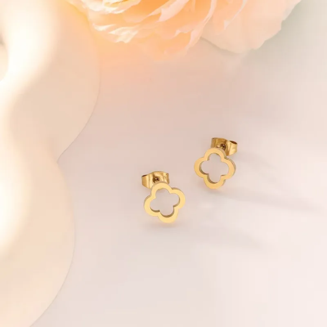 Mini Outline Clover Stud Earrings