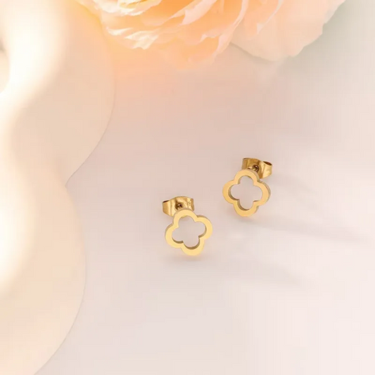 Mini Outline Clover Stud Earrings