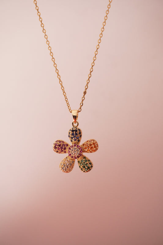 MultiColor Stone Petal Necklace
