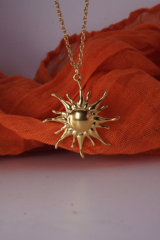 Outlined Design Sun Necklace