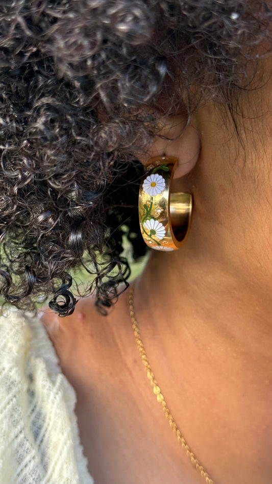 Flower Painted Hoops
