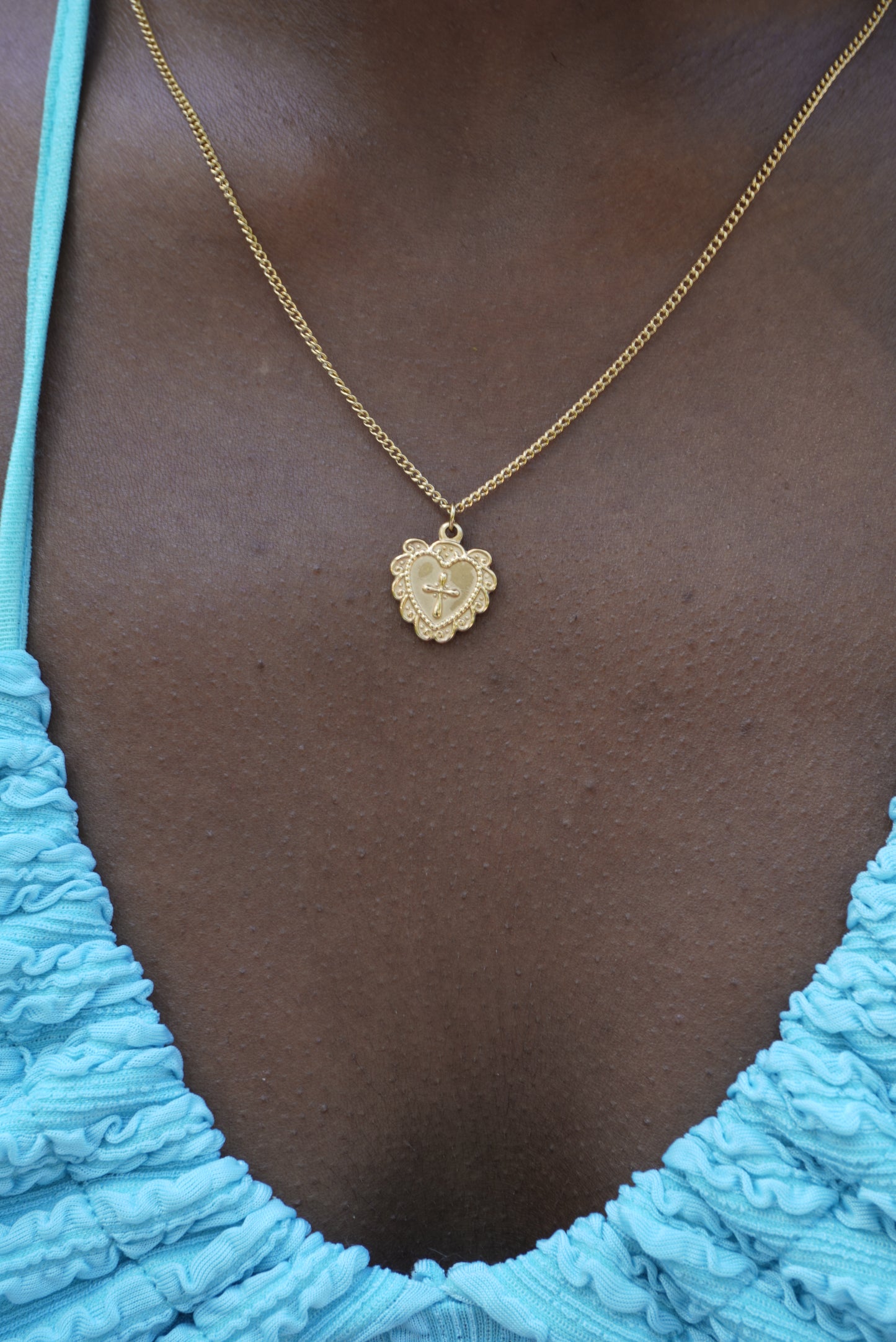 Y2K Heart Cross Pendant Necklace