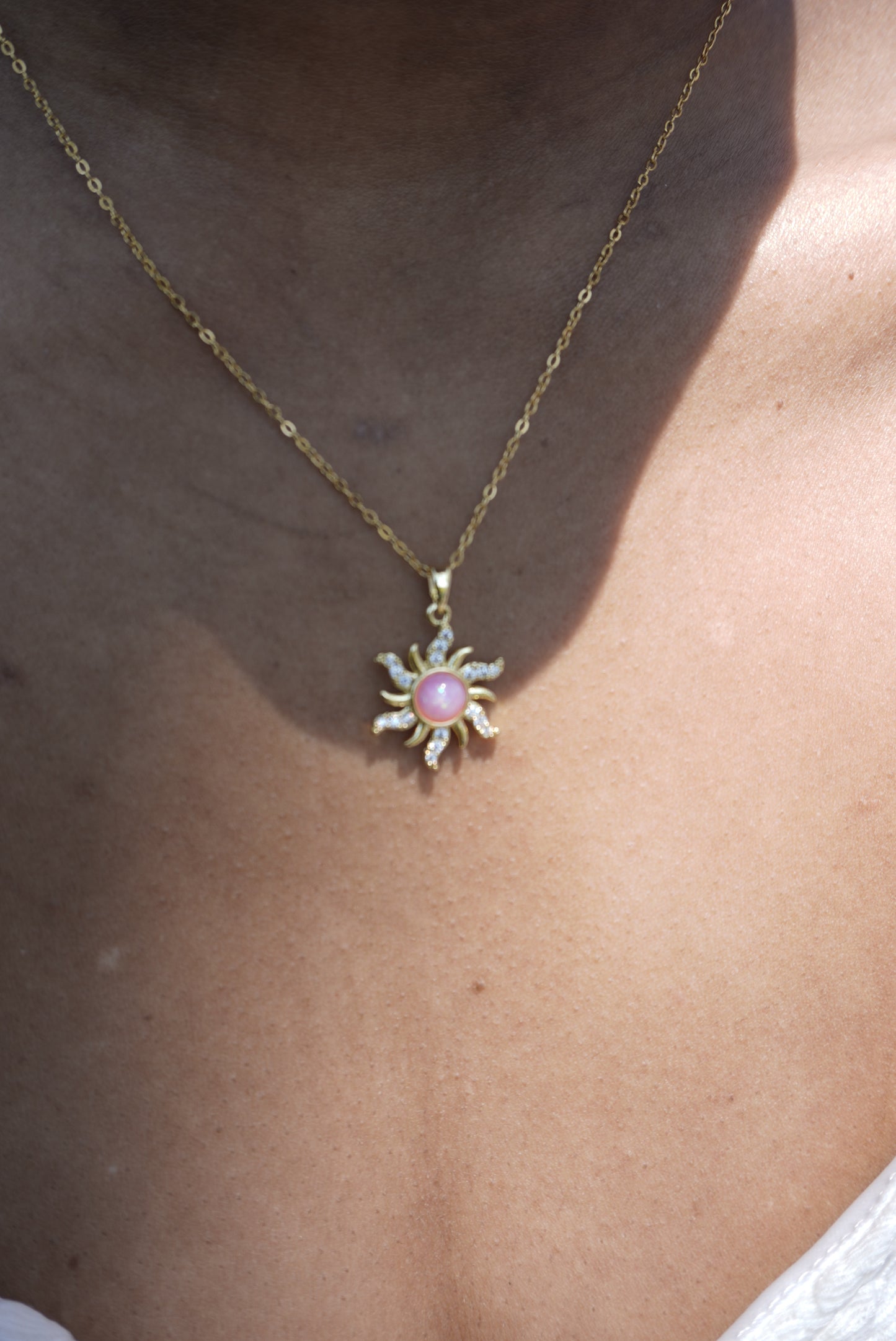 Pink Opal Sun Necklace
