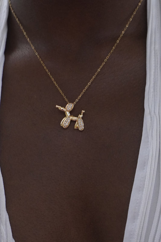 Rhinestone Balloon Dog Necklace