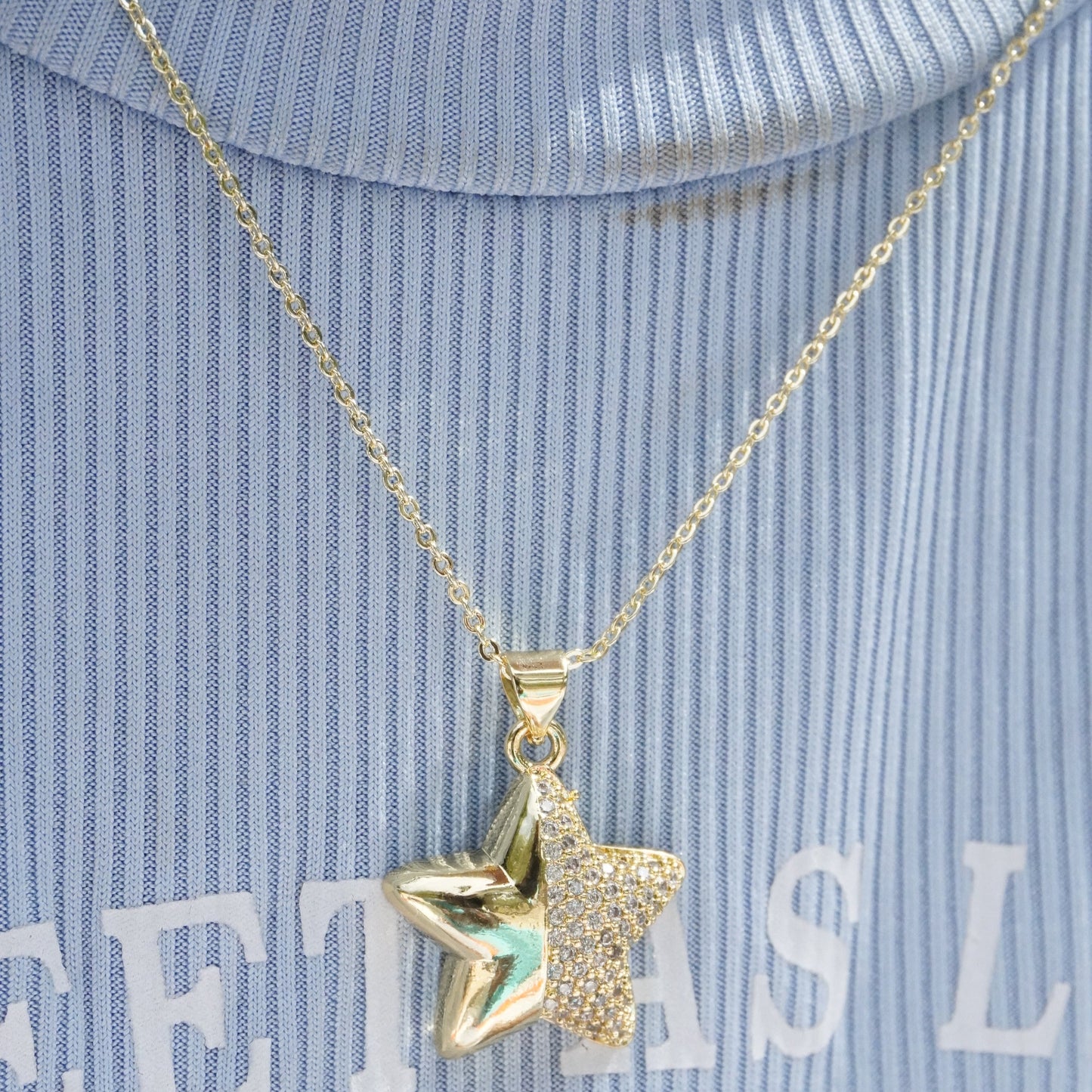 Star Half Rhinestone Necklaced
