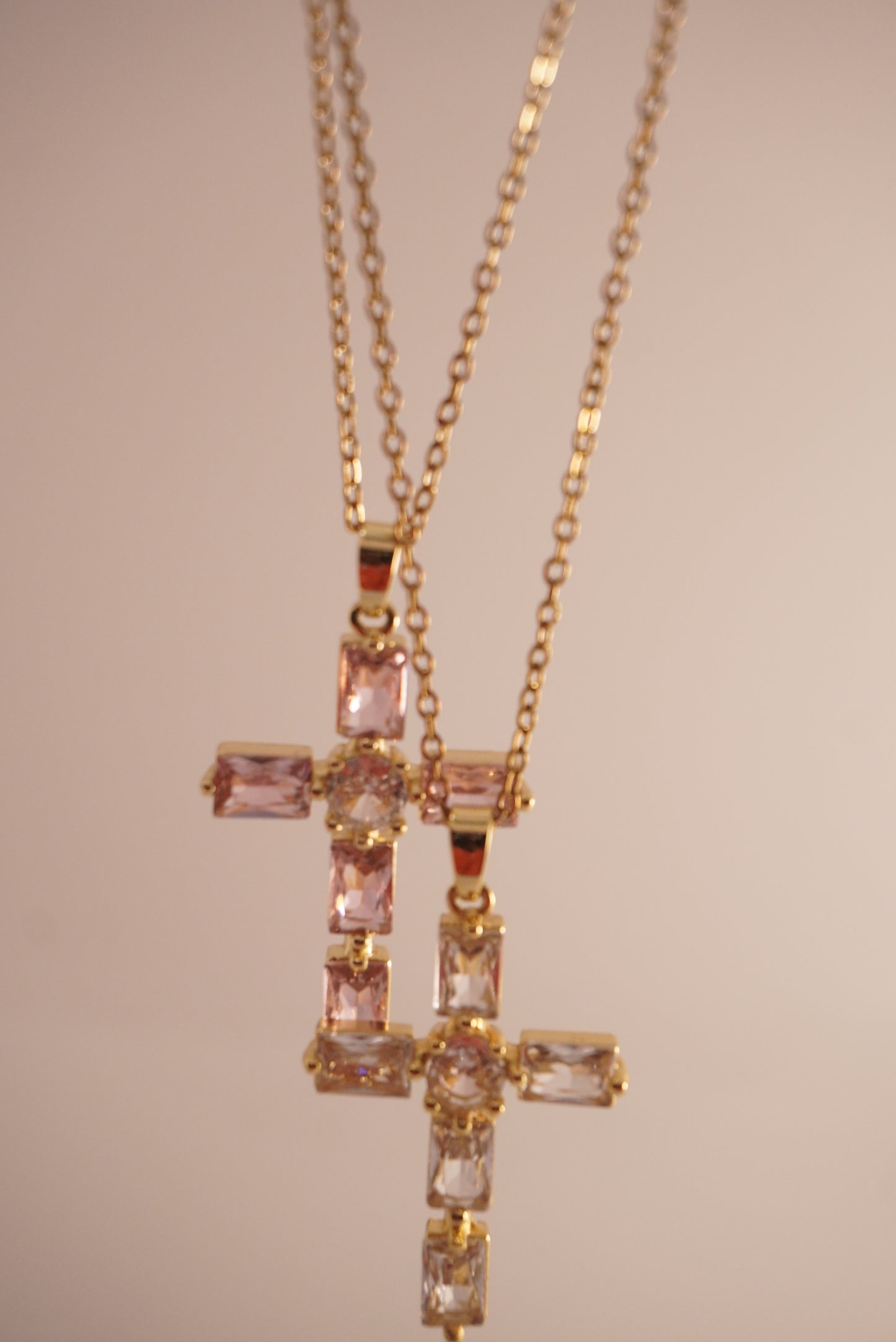 Square Cubic Zirconia Cross Necklace