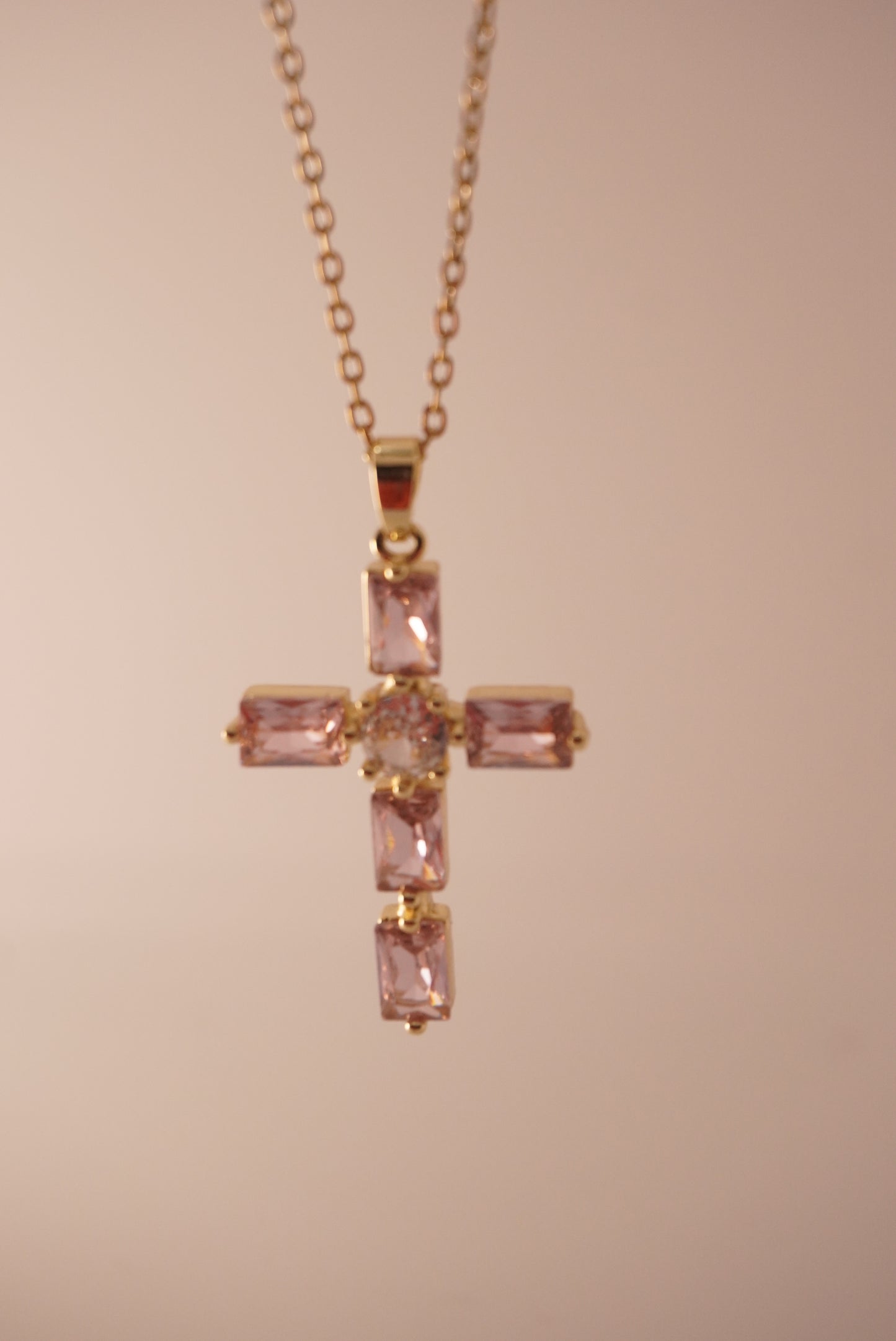 Square Cubic Zirconia Cross Necklace