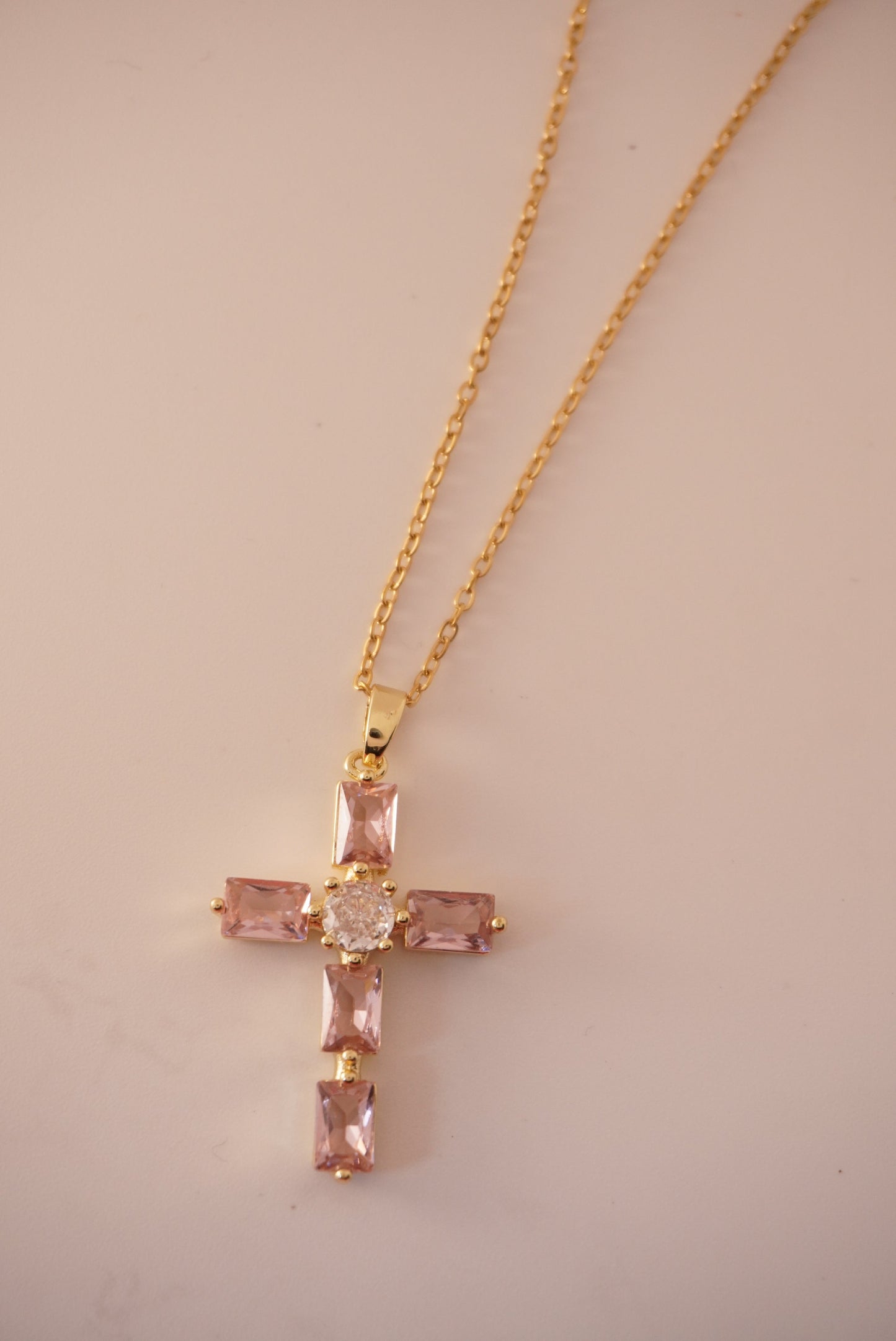 Square Cubic Zirconia Cross Necklace