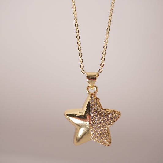 Star Half Rhinestone Necklaced