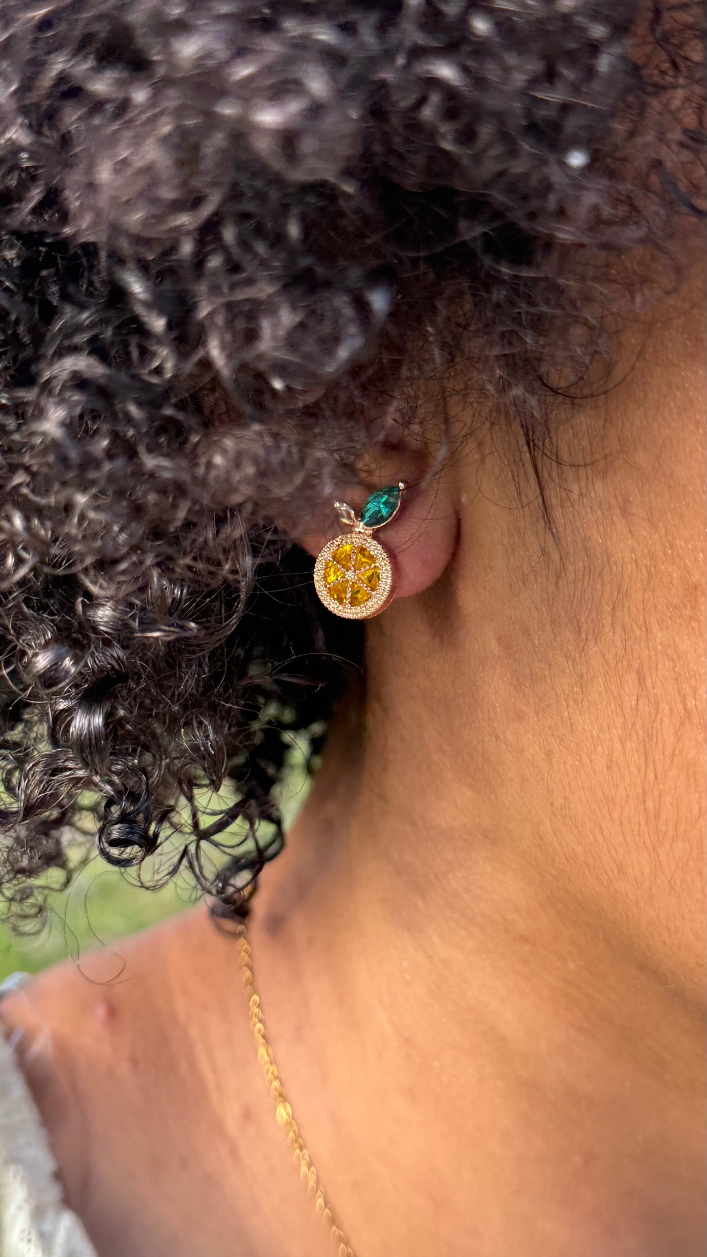 Lemon Stud Bedazzled Earrings