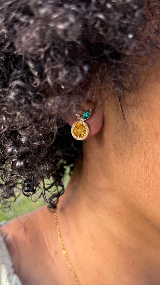 Lemon Stud Bedazzled Earrings