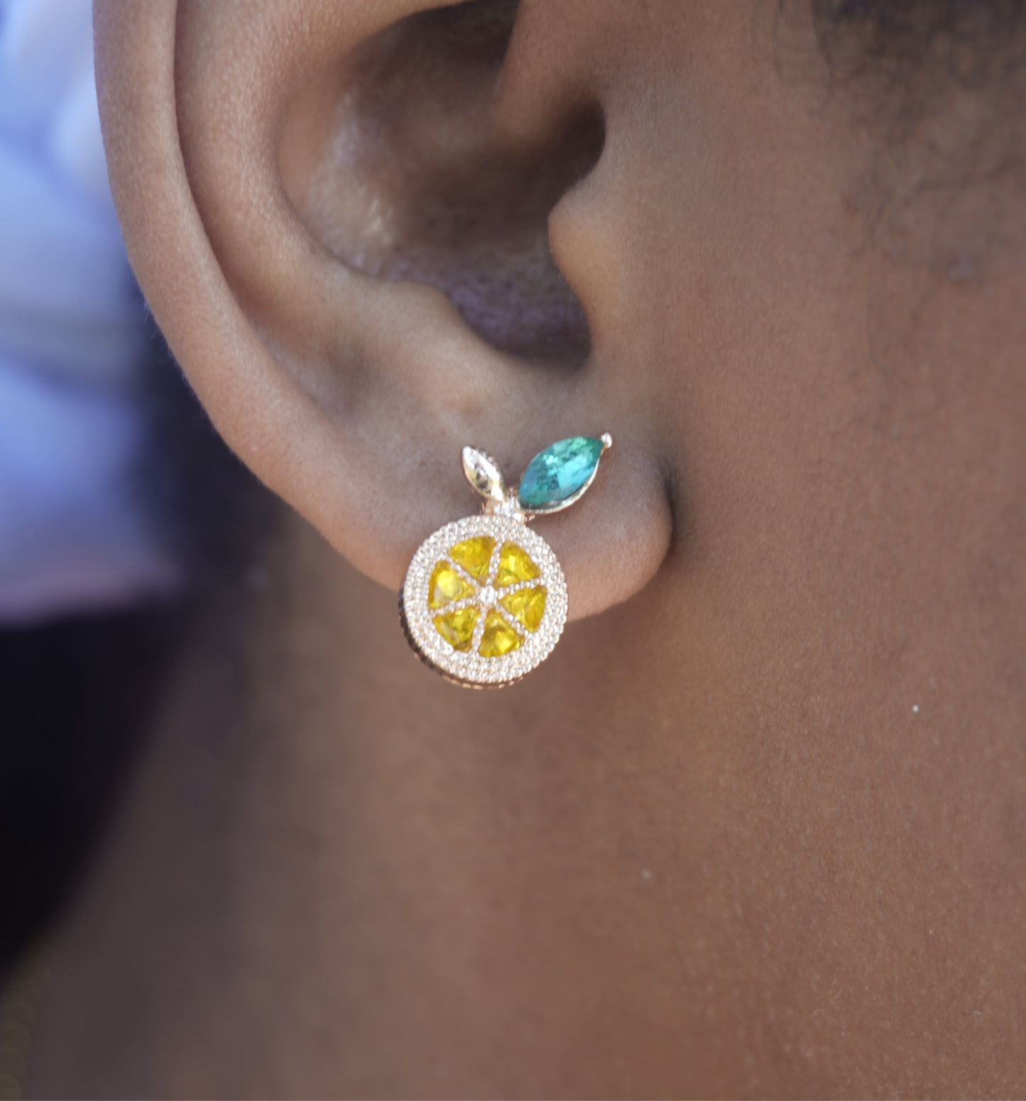 Lemon Stud Bedazzled Earrings