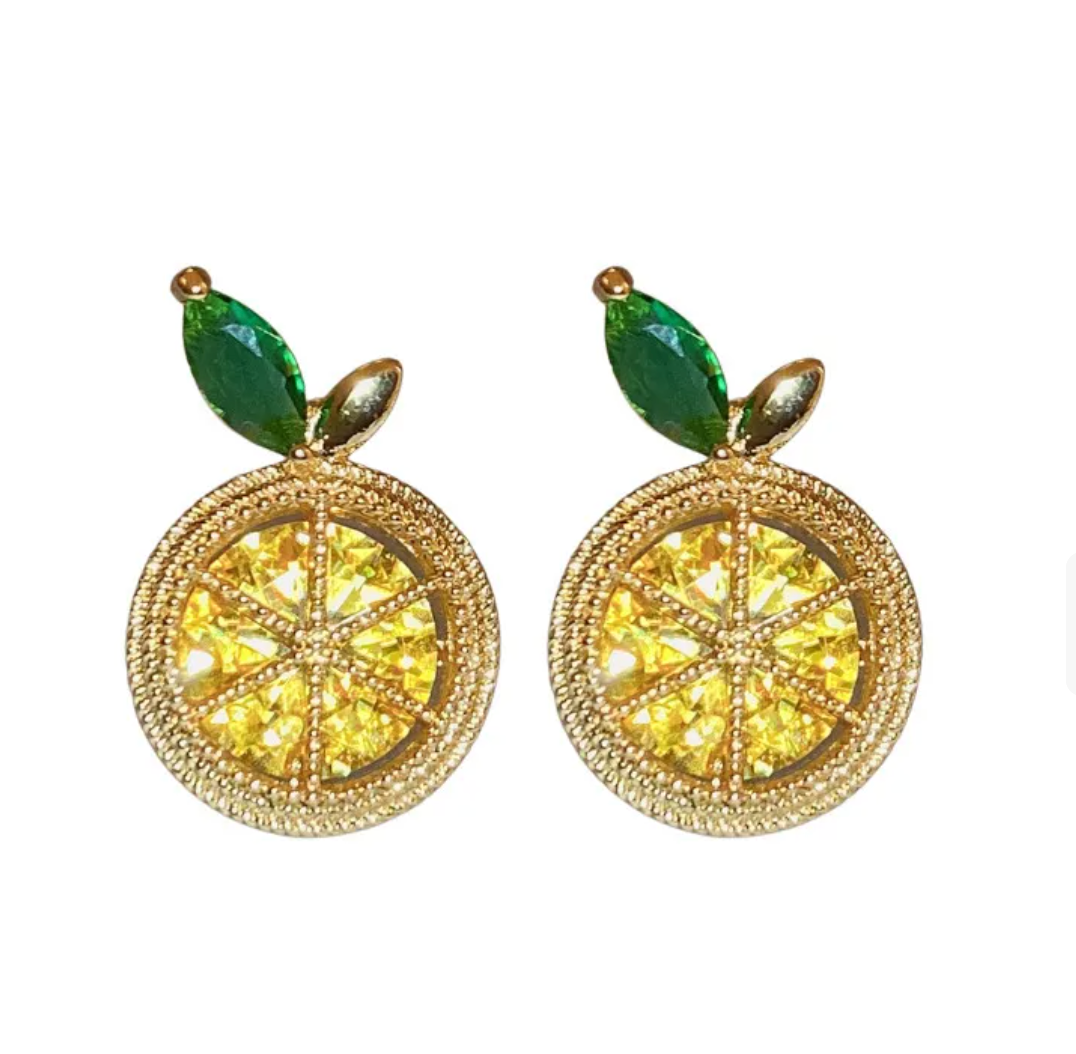 Lemon Stud Bedazzled Earrings
