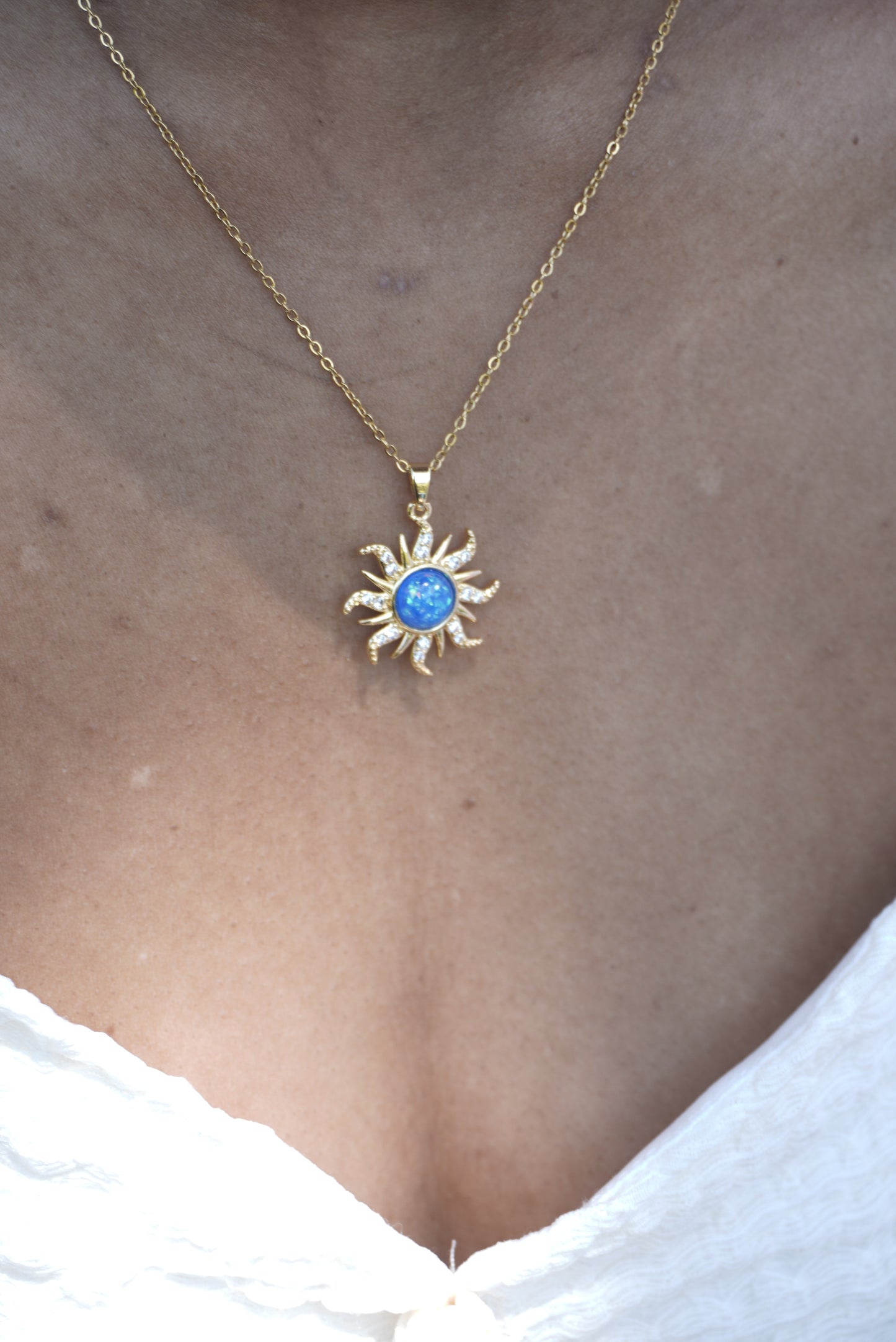 Blue Opal Sun Necklace