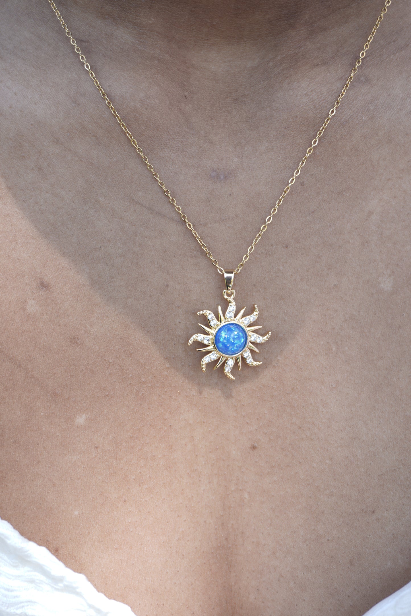 Blue Opal Sun Necklace