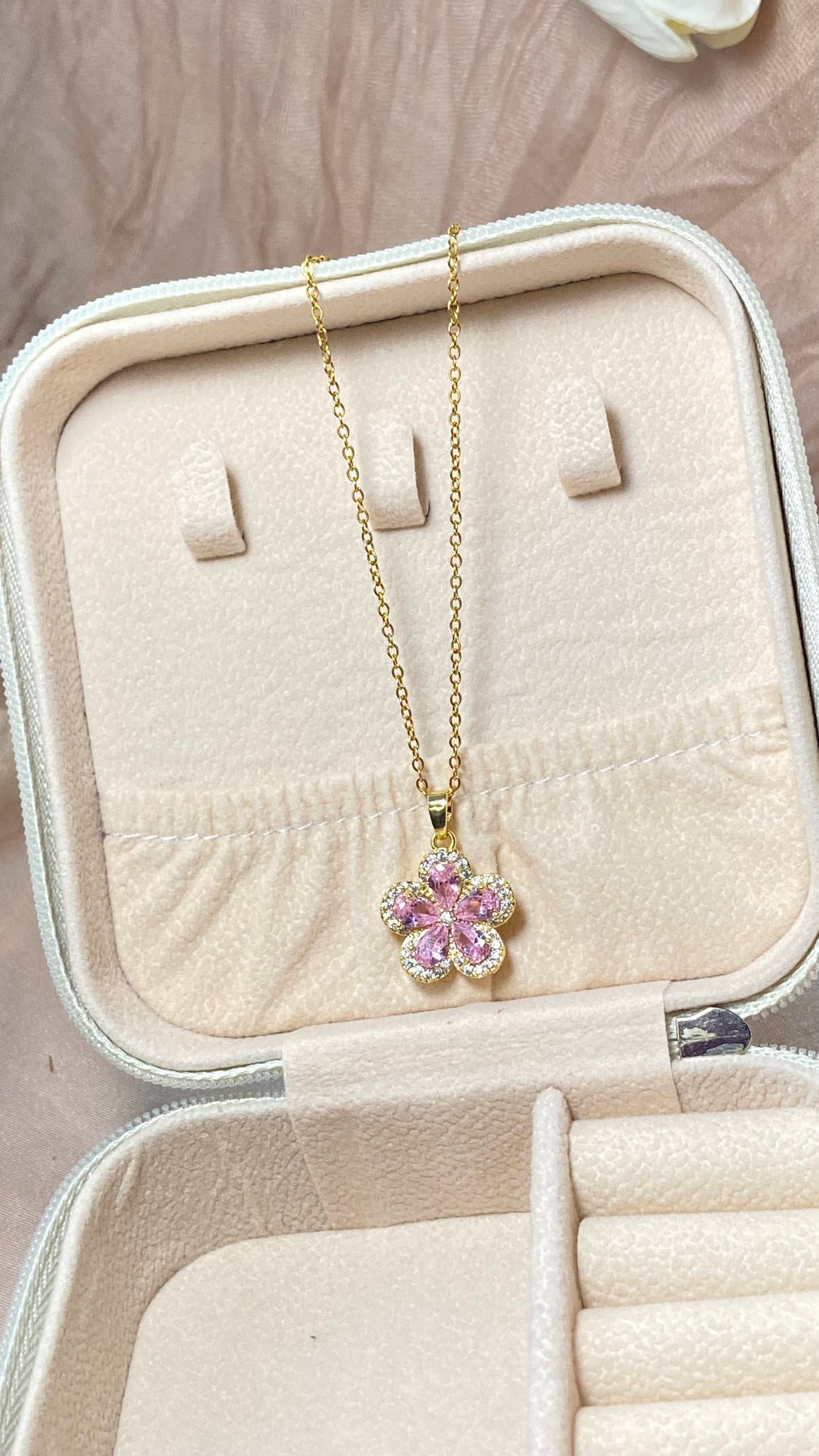 Pink Flower Necklace