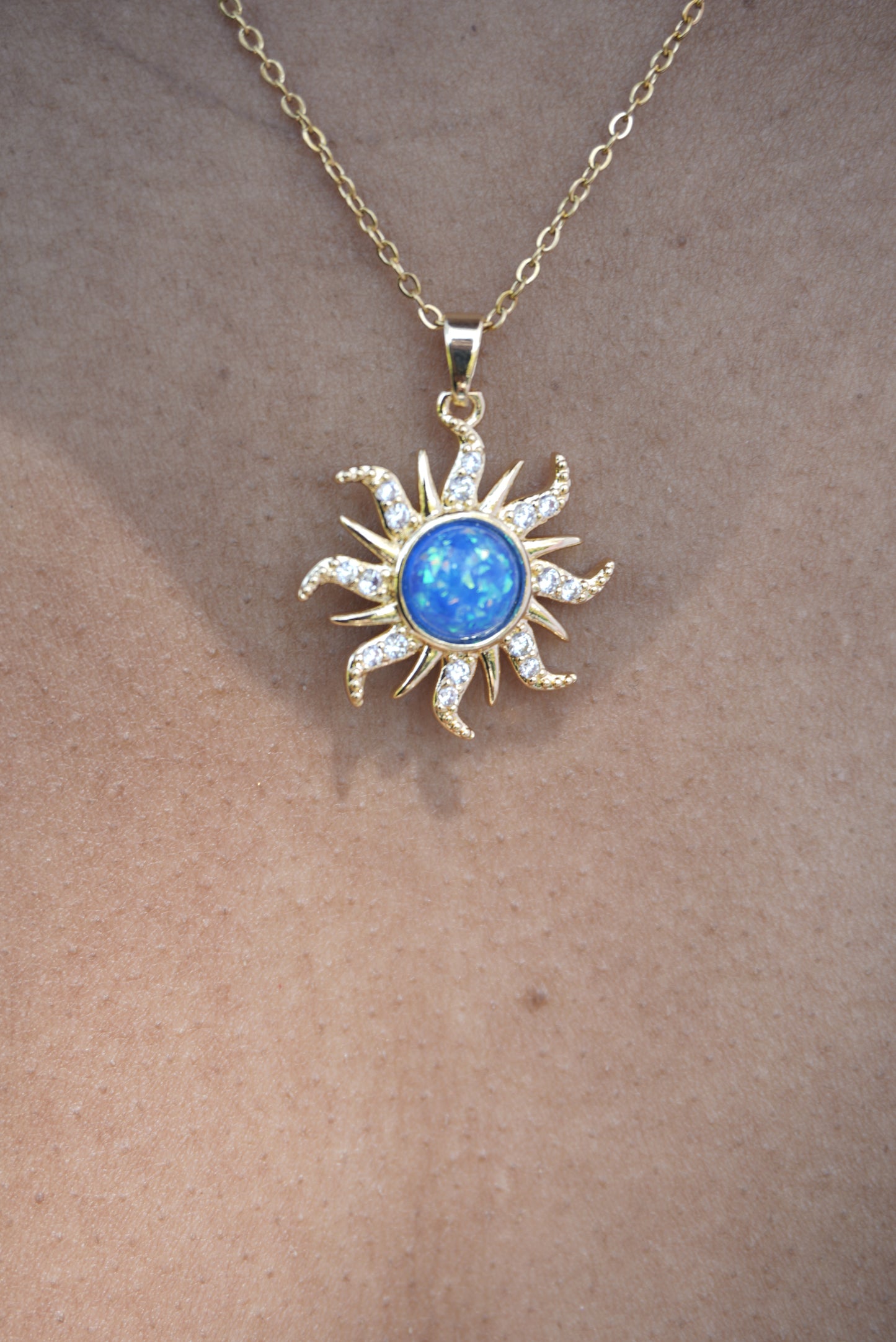 Blue Opal Sun Necklace