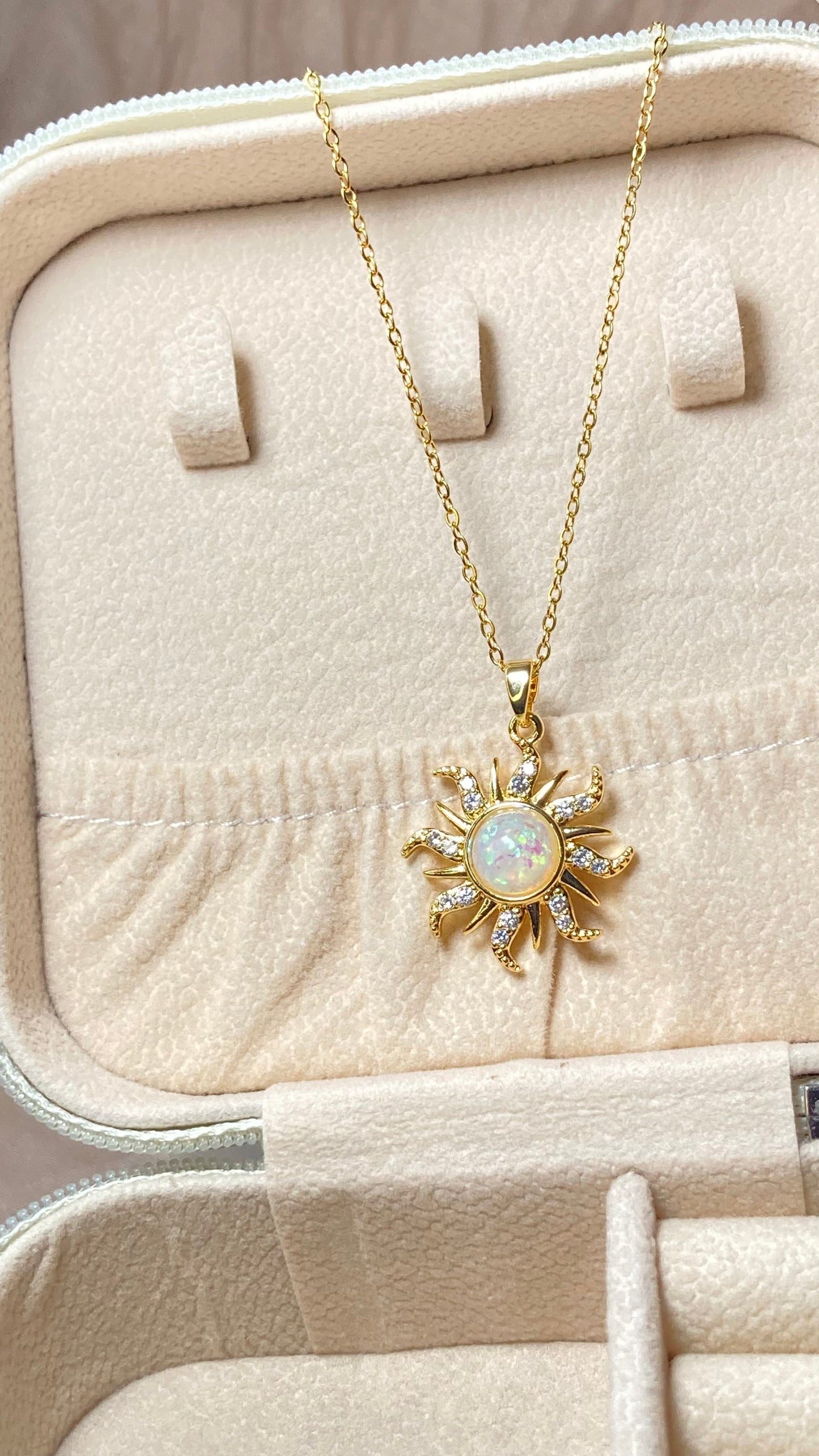 White Opal Sun Necklace