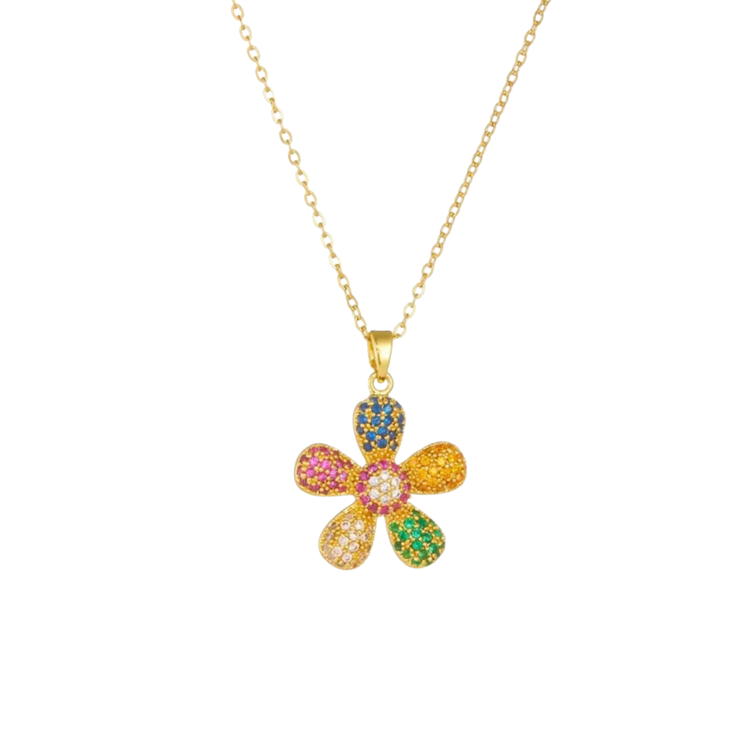 MultiColor Stone Petal Necklace