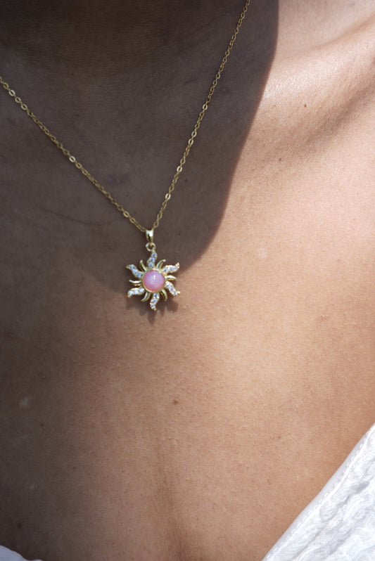 Pink Opal Sun Necklace