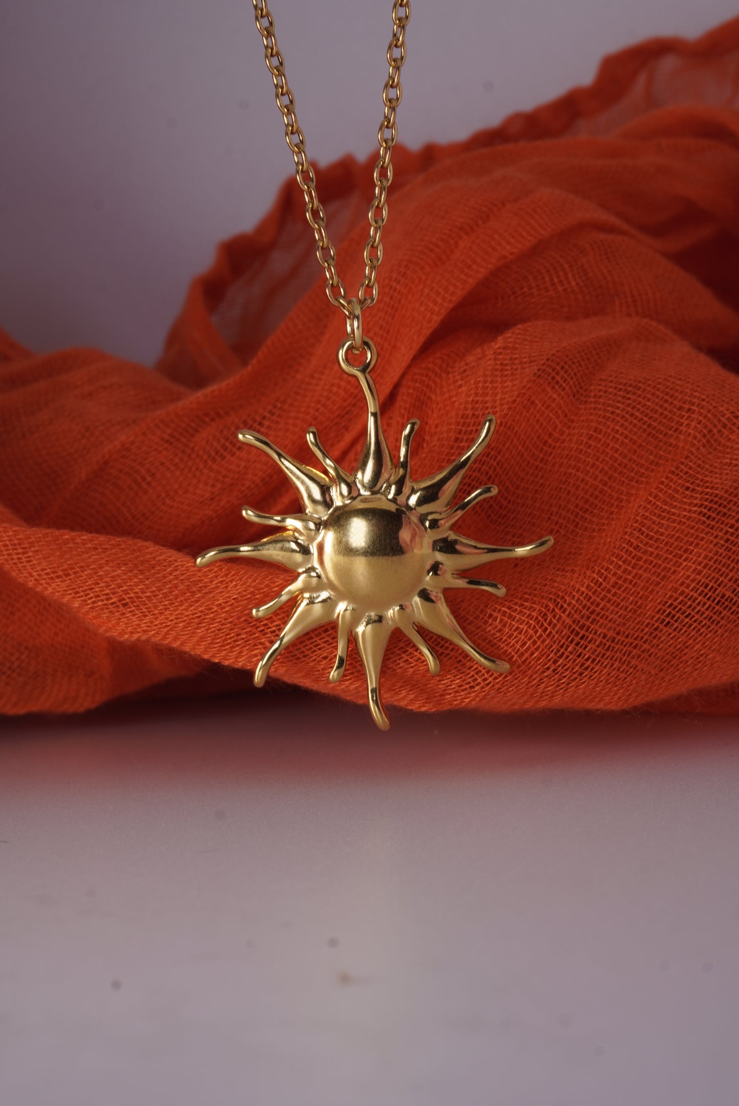 Outlined Design Sun Necklace