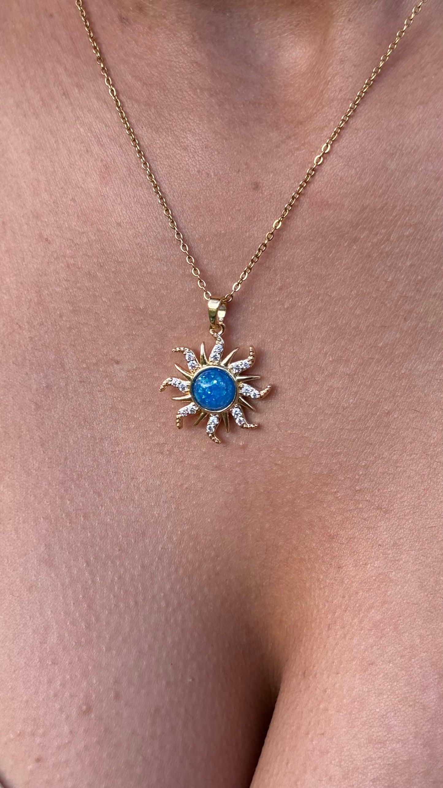 Blue Opal Sun Necklace