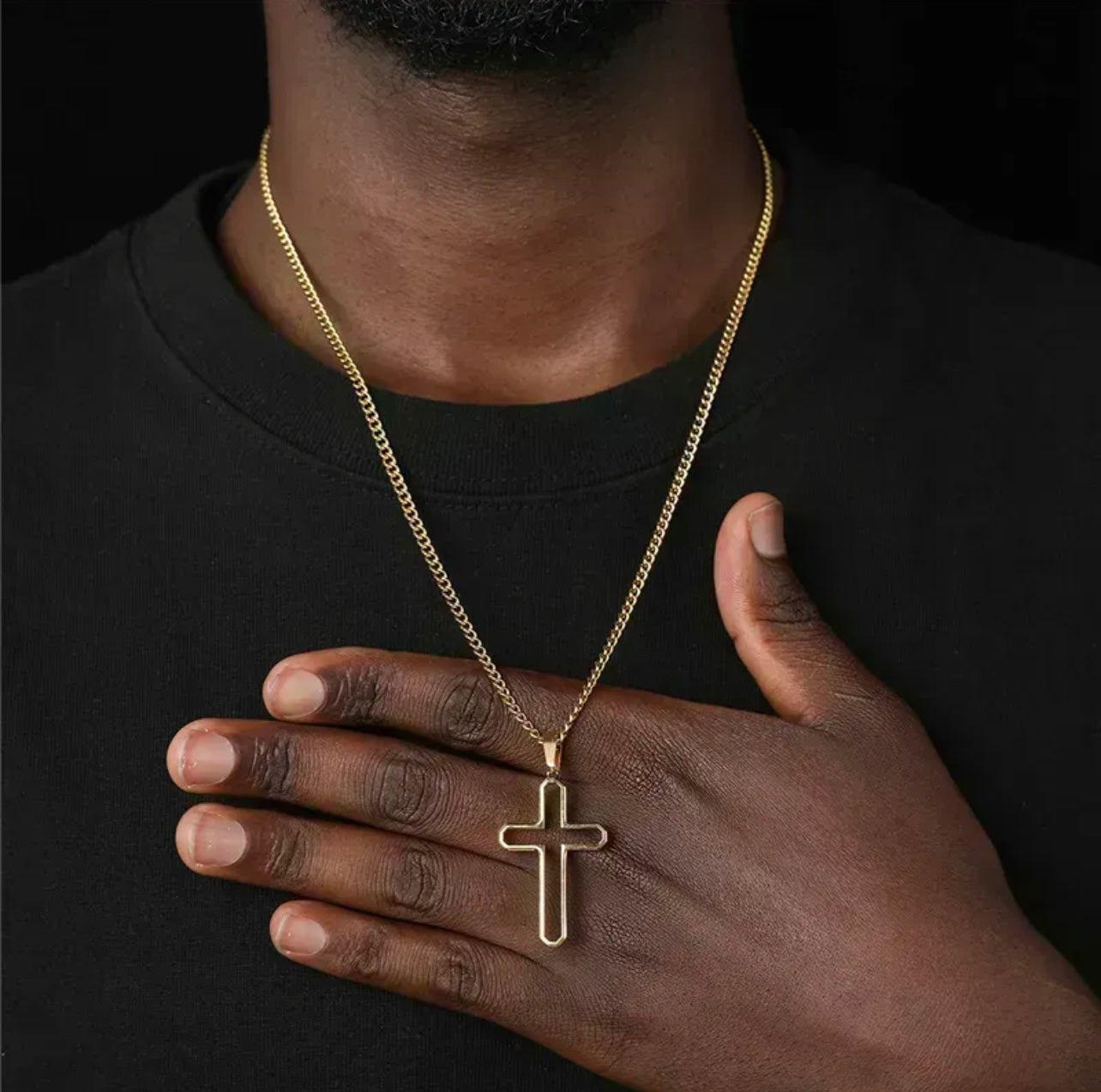 Men’s Outline Cross Necklace