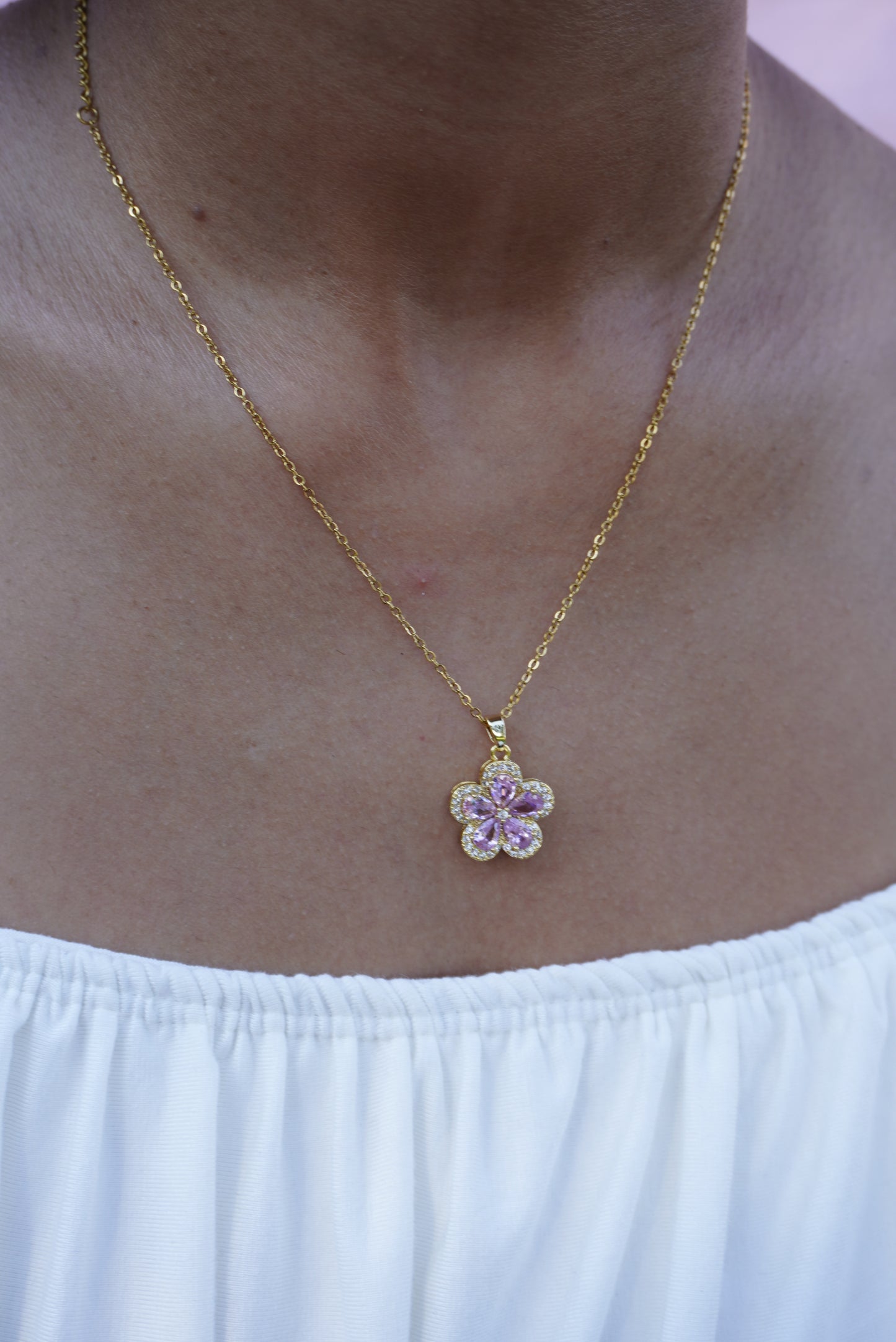 Pink Flower Necklace