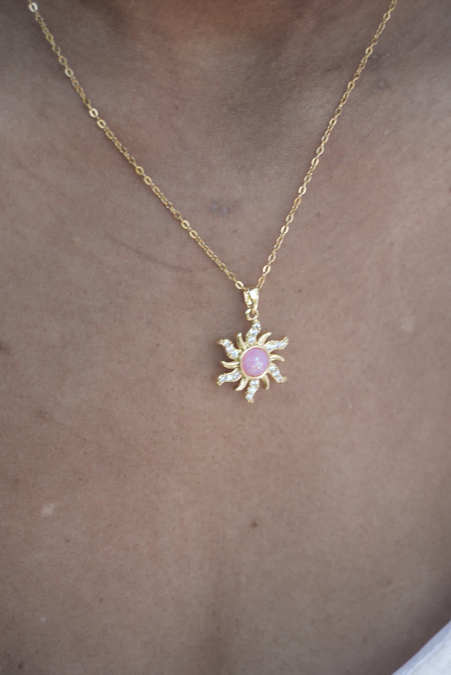 Pink Opal Sun Necklace