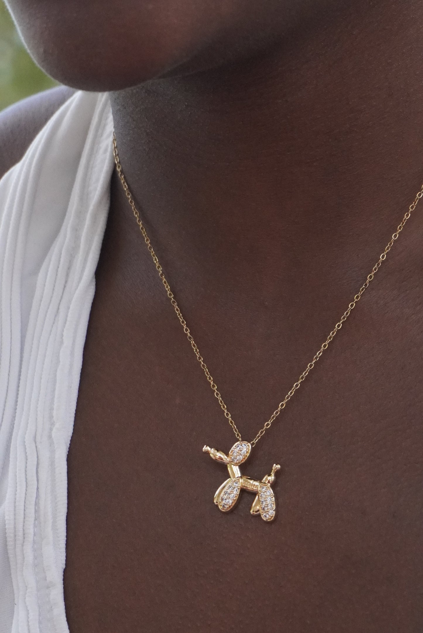 Rhinestone Balloon Dog Necklace