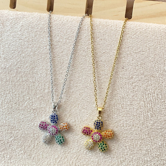 MultiColor Stone Petal Necklace