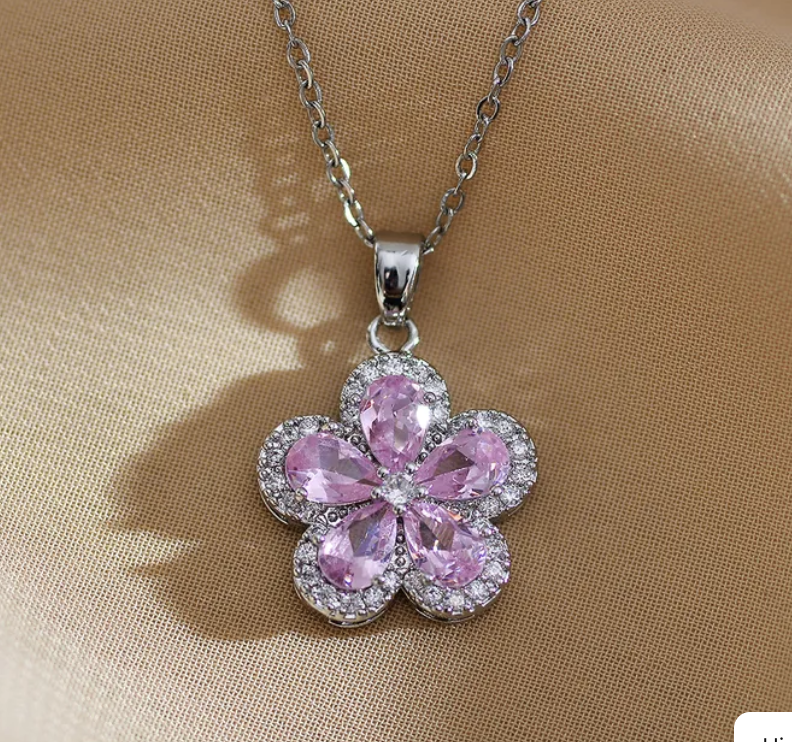 Pink Flower Necklace