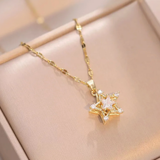Fidget Rhinestone Star Necklace