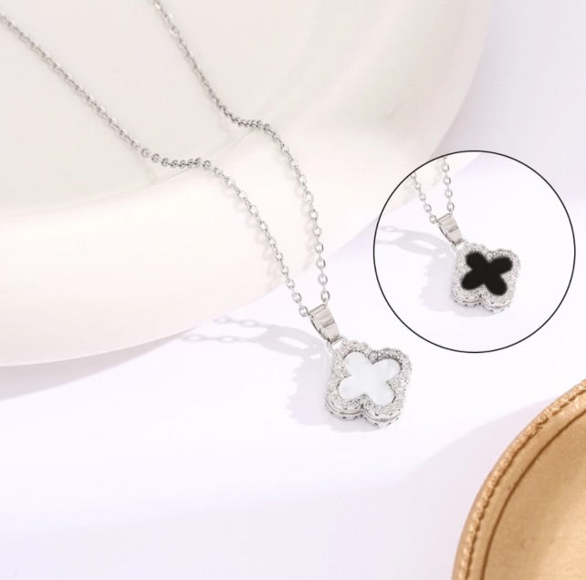 B/W Clover Leaf Necklace