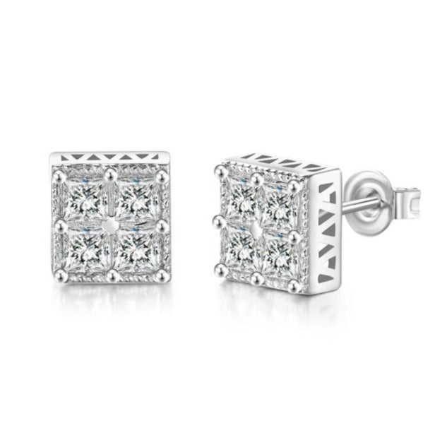 Square Cubic Zirconia Mens Studs