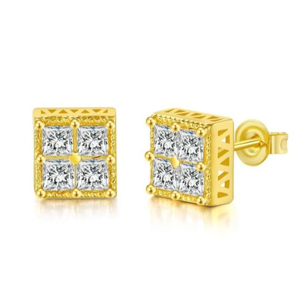 Square Cubic Zirconia Mens Studs